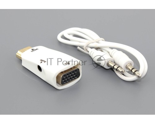 Переходник HDMI на VGA c аудио белый