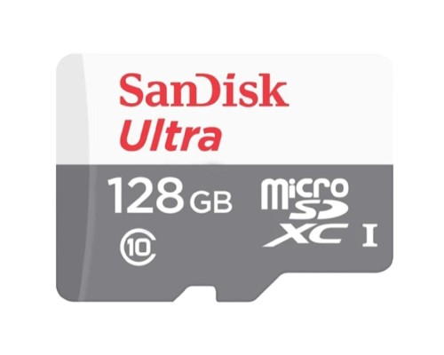 [Карта памяти ] Micro SecureDigital 128GB SanDisk Ultra Class 10, UHS-I, R 100 МБ/с, <SDSQUNR-128G-GN3MN> адаптер на SD