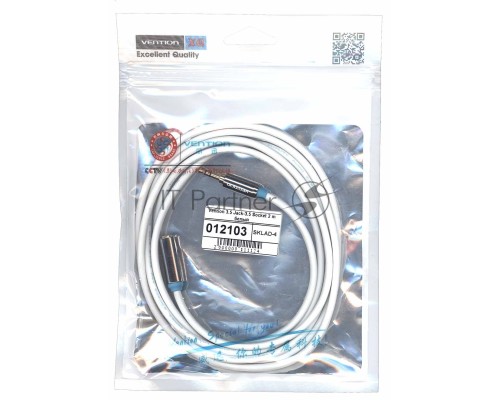Кабель Vention 3.5 Jack-3.5 Socket 2 m белый круглый