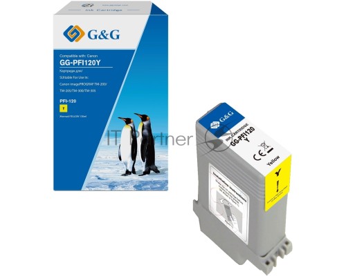 Картридж струйный G&G GG-PFI120Y желтый (130мл) для Canon imagePROGRAF TM-200/205/300/305/250