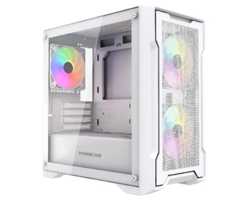 [Корпус] Powercase Mistral Micro X3W ARGB, Tempered Glass, 3x 120mm ARGB PWM Fan, белый, mATX  (CMMXW-A3)