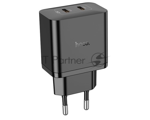 Блок питания (сетевой адаптер) HOCO N35 Streamer dual-port PD45W(2 Type-С), черный