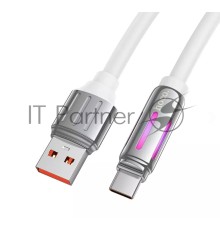 Кабель USB HOCO U136 Prize, USB - Type-C, 5А, 1.2м, белый