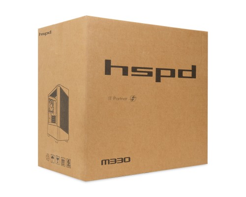 Компьютерный корпус без блока питания HSPD M330, Mesh Mini-tower, черный, TG, 0.6 SPCC, 3x120mm ARGB mATX, mITX 175/330/160mm 2x2.5