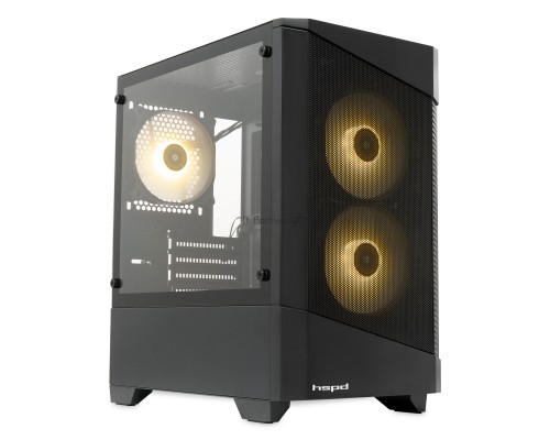 Компьютерный корпус без блока питания HSPD M330, Mesh Mini-tower, черный, TG, 0.6 SPCC, 3x120mm ARGB mATX, mITX 175/330/160mm 2x2.5