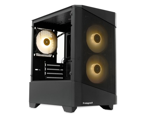 Компьютерный корпус без блока питания HSPD M330, Mesh Mini-tower, черный, TG, 0.6 SPCC, 3x120mm ARGB mATX, mITX 175/330/160mm 2x2.5