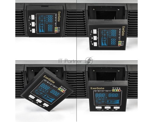 ИБП On-line ExeGate PowerExpert ULS-2000.LCD.AVR.6C13.USB.RS232.SNMP.BC.2U <2000VA/2000W, On-Line, PF=1, LCD, 6*C13, RS232, USB, SNMP-slot, встроенные батареи 12V 7.2Ah - 6шт, батарейный коннектор, подключение до 4 внешних батарейных блоков 72В, Rackmoun