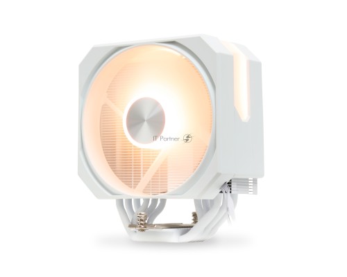 Кулер для процессора HSPD A116 WHITE ARGB (250W, 4-pin PWM, 155mm, Al/Cu, 6x6mm, ARGB, 1x120mm, 68CFM, 25dBA, 1650RPM, S: 1851/1700/1200/20XX/115X/13XX, AM5/AM4/AM3/AM2/AM3+/AM2+/FM2/FM1, white)