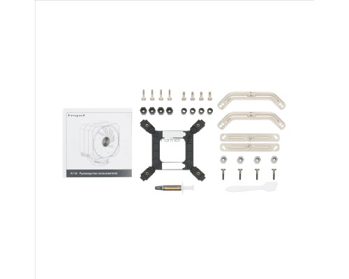 Кулер для процессора HSPD A116 WHITE ARGB (250W, 4-pin PWM, 155mm, Al/Cu, 6x6mm, ARGB, 1x120mm, 68CFM, 25dBA, 1650RPM, S: 1851/1700/1200/20XX/115X/13XX, AM5/AM4/AM3/AM2/AM3+/AM2+/FM2/FM1, white)
