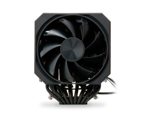 Кулер для процессора HSPD A128 BLACK ARGB cover (280W, 4-pin PWM, 155mm, Al/Cu, 8x6mm, ARGB cover, 1x130+1x120mm, 68CFM, 25dBA, 1650RPM, S: 1851/1700/1200/20XX/115X/13XX, AM5/AM4/AM3/AM2/AM3+/AM2+/FM2/FM1, black)