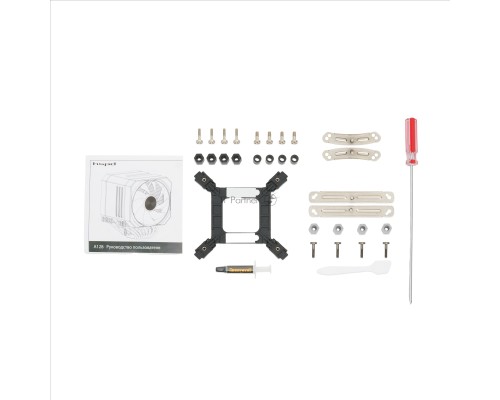 Кулер для процессора HSPD A128 BLACK ARGB cover (280W, 4-pin PWM, 155mm, Al/Cu, 8x6mm, ARGB cover, 1x130+1x120mm, 68CFM, 25dBA, 1650RPM, S: 1851/1700/1200/20XX/115X/13XX, AM5/AM4/AM3/AM2/AM3+/AM2+/FM2/FM1, black)