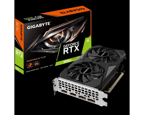 Видеокарта Gigabyte NVIDIA GeForce RTX 3050 6Gb GV-N3050WF2OCV2-6GD PCI-E 4.0 96bit GDDR6 1470/14000 HDMIx2 DPx2 HDCP Ret