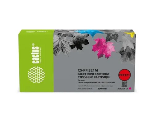 [расходные материалы] Картридж струйный Cactus CS-PFI321M PFI-321 M пурп.пигм. (300мл) для Canon imagePROGRAF TM-250/255/350/355