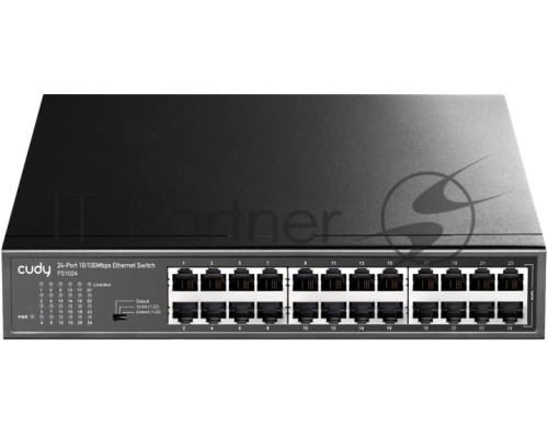 Коммутатор 24-Port 10/100 Mbps Switch, 24 10/100 Mbps RJ45 Ports, Switch/VLAN/Extend working mode DIP switch, Rack-mountable Steel Case, Power Saving, Plug & Play, Rack-Mount kits included