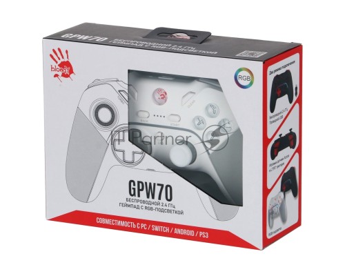 Геймпад A4Tech Bloody GPW70 Sports белый USB Беспроводной виброотдача обратная связь