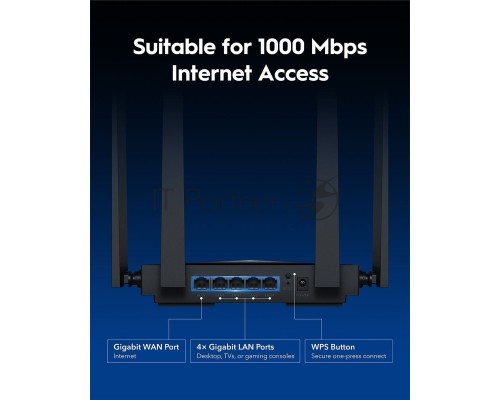 Маршрутизатор Cudy BE3600 Gigabit Dual Band Wi-Fi 7 Mesh Router, Chipset Broadcom, 802.11be/ax/ac/a/b/g/n, 2882Mbps at 5GHz + 688Mbps at 2.4GHz, 5 x 10/100/1000Mbps Ports, 4 x 5dBi fixed antennas, WiFi router/AP/ Repeater/WISP Mode, PPTP/L2TP/OpenVPN/Wir