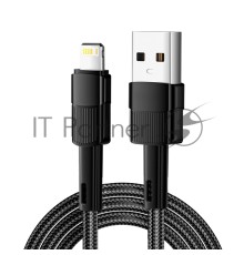 Кабель USB-A – Lightning для Apple, 2,4А, 1м, в черной нейлоновой оплетке REXANT