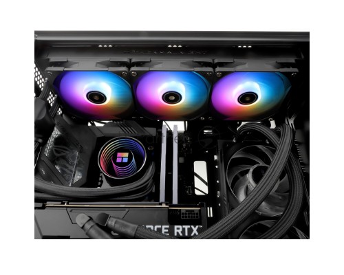 Водяное охлаждение для процессора Thermalright Frozen Notte 360 черный ARGB V2 (360mm, Black, ARGB/ Fans: 3x120mm, 72.37CFM, 27.7dBA, 2000RPM/ Pump height 54mm, 28dBA, 5300RPM, Rad thickness 27mm/ S: 1200, 1700, 1851, 2011, 2066, 115X, AM2, AM2+, AM3, AM