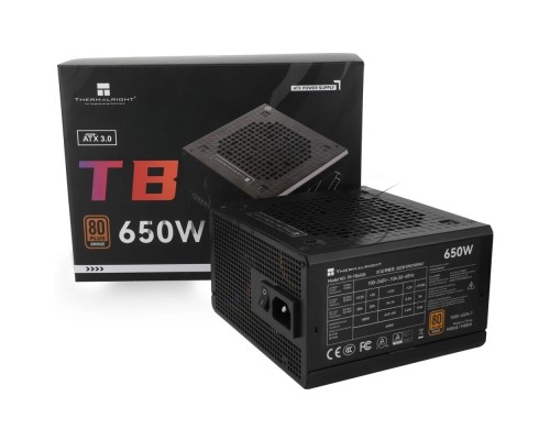 Блок питания Thermalright TR-TB650S 650W 80+ Bronze (ATX, 3, Non-modular, 1x24(20+4)pin 550mm, 1xCPU*2 8(4+4)pin 600+150mm, 1xPCIe*2 8(6+2)pin 500+150mm, 1xSATA*3+MOLEX4pin*1 400+150+150+150mm, 1xSATA*2+MOLEX4pin*2 400+150+150+150mm, Active, 120x120mm, 1