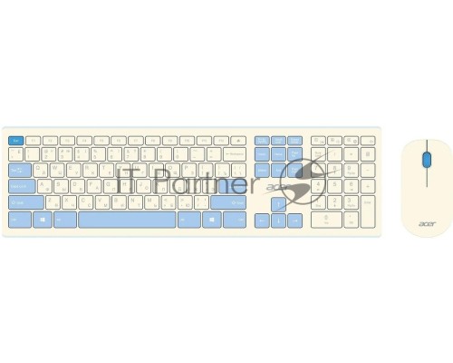 Клавиатура + мышь Acer OCC205 клав:белый/голубой мышь:белый/голубой USB беспроводная slim (ZL.ACCEE.00C)