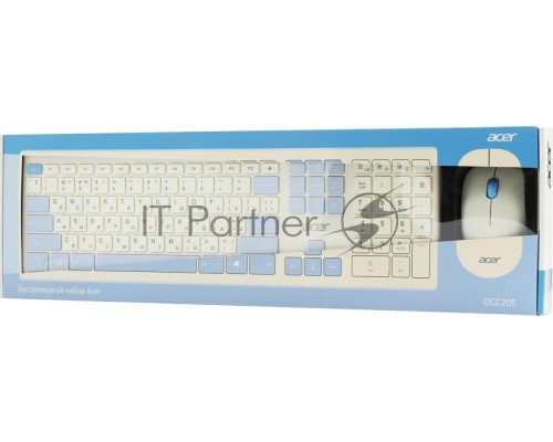 Клавиатура + мышь Acer OCC205 клав:белый/голубой мышь:белый/голубой USB беспроводная slim (ZL.ACCEE.00C)