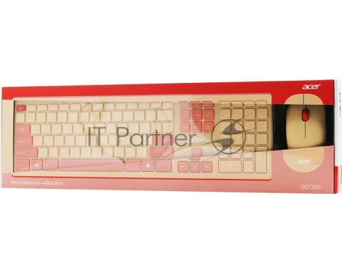 Клавиатура + мышь Acer OCC205 клав:розовый/бежевый мышь:розовый/бежевый USB беспроводная slim (ZL.ACCEE.00F)