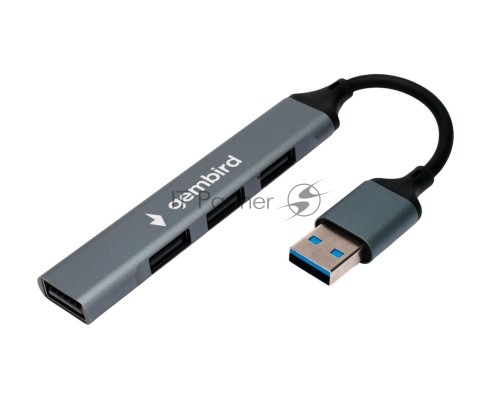 Разветвитель USB2.0 Gembird UHB-C203, 4xUSB2.0, кабель USB 10см, алюминий, пакет