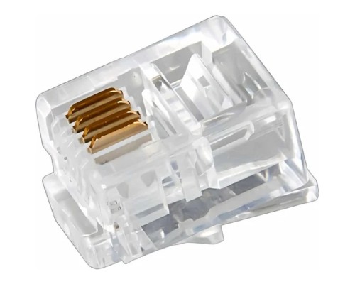 [Разъемы, Проходные адаптеры, Вставки] Rexant (05-1012) Разъем телефонный UTP, RJ-14 (6P4C), CAT 3 (упаковка 100 шт)