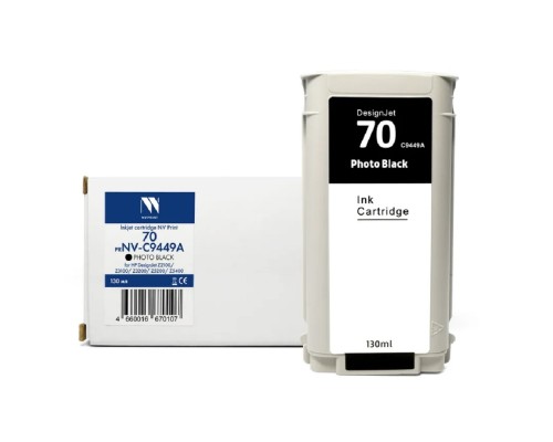[Расходные материалы] Струйный картридж NVP 70 (NV-C9449A) Photo Black для HP DesignJet Z2100/Z3100/Z3200/Z5200/Z5400 (130 мл) совместимый