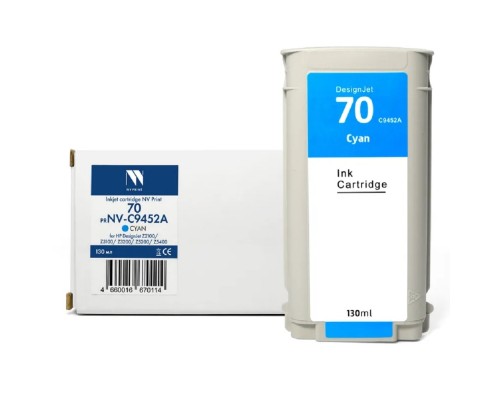 [Расходные материалы] Струйный картридж NVP 70 (NV-C9452A) Cyan для HP DesignJet Z2100/Z3100/Z3200/Z5200/Z5400 (130 мл) совместимый 