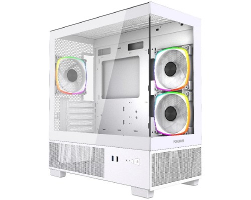 [Корпус] Powercase Vision Micro M3W, Tempered Glass, 3x 120mm ARGB PWM Fan, белый, mATX  (CVMMW-A3)