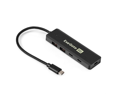 [USB-концентраторы] Exegate EX298169RUS USB-Хаб (концентратор) 4-в-1 ExeGate DUB-2C2P/10G (кабель-адаптер USB 3.2 Gen2 Type C --> 2xUSB3.2 Gen2 Type-A (10G)/2xUSB3.2 Gen2 Type-C (10G), SuperSpeed+ USB 10Gbps, Plug&Play, 