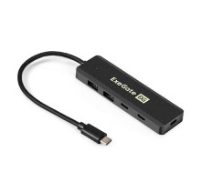 Exegate EX298176RUS USB-Хаб (концентратор) 4-в-1 ExeGate DUB-2C2P/5G (кабель-адаптер USB 3.2 Gen1 Type C --> 2xUSB3.2 Gen1 Type-A (5G)/2xUSB3.2 Gen1 Type-C (5G), SuperSpeed USB 5Gbps, Plug&Play, черны