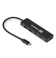 Exegate EX298176RUS USB-Хаб (концентратор) 4-в-1 ExeGate DUB-2C2P/5G (кабель-адаптер USB 3.2 Gen1 Type C --> 2xUSB3.2 Gen1 Type-A (5G)/2xUSB3.2 Gen1 Type-C (5G), SuperSpeed USB 5Gbps, Plug&Play, черны