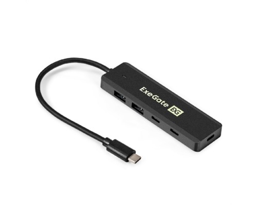 [USB-концентраторы] Exegate EX298176RUS USB-Хаб (концентратор) 4-в-1 ExeGate DUB-2C2P/5G (кабель-адаптер USB 3.2 Gen1 Type C --> 2xUSB3.2 Gen1 Type-A (5G)/2xUSB3.2 Gen1 Type-C (5G), SuperSpeed USB 5Gbps, Plug&Play, черны