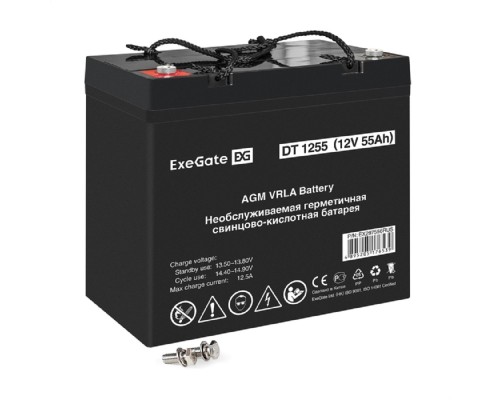 [батареи] Exegate EX297556RUS Аккумуляторная батарея ExeGate DT 1255 (12V 55Ah, болт М6)