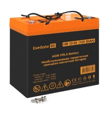 Exegate EX297557RUS Аккумуляторная батарея ExeGate HR 12-55 (12V 55Ah, болт М6)