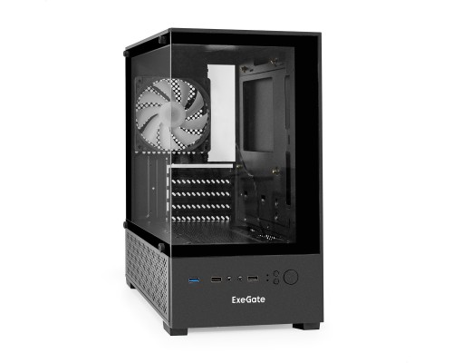 [Корпуса] Exegate EX298752RUS Корпус Minitower ExeGate i3 SEA-NPX550 (mATX, БП 550NPX, 2*USB+1*USB3.0, HD аудио, черный, 1 вент. 12см с RGB подсветкой, передняя и боковая панели - закаленное стекло)