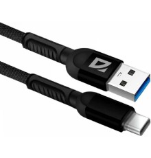 Defender USB кабель F167 TypeC, black, 1м, 2.4А, ткань, пакет (87103BLA)