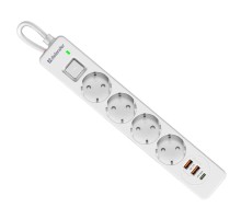 Defender Удлинитель с сетевым фильтром DFS 143 3 м,белый,4розетки,USB+TypeC [99434]