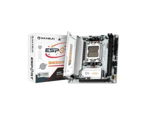 [Материнская плата] MAXSUN MS-eSport B650ITX WIFI ICE (Socket AM5, mini-ITX, 2*DDR5(96Gb), DP/HDMI,  2*SATA3, 2*M.2,  1*PCIEx16, 4*USB2.0, 2*USB 3.0,  LAN 1*2,5G, Bluetooth5.2,  Wi-Fi 802.11ax, RTL)
