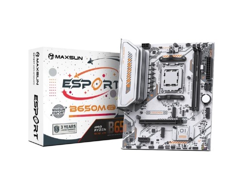 [Материнская плата] MAXSUN MS-eSport B650M WIFI6 ICE (Socket AM5, mATX, 2*DDR5(96Gb), DP/HDMI, 2*SATA3, 2*M.2, 1*PCIEx16/1*PCIEx1, 2*USB 2.0, 4*USB 3.2, LAN 1*1G,  Bluetooth,  Wi-Fi 802.11ax, RTL)