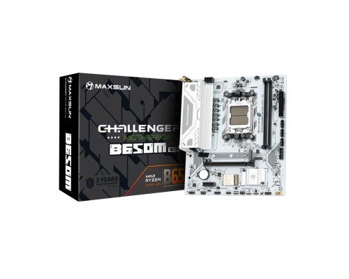 [Материнская плата] MAXSUN MS-Challenger B650M WIFI ICE V2 (Socket AM5, mATX, 2*DDR5(64Gb), DP/HDMI, 3*SATA3, 1*M.2, 1*PCIEx16/1*PCIEx1, 2*USB 2.0, 4*USB 3.2, LAN 1*1G,  Bluetooth,  Wi-Fi 802.11ac, RTL)
