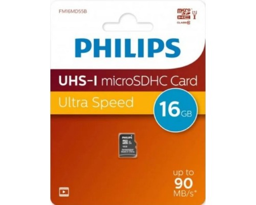 [Карта памяти ] Micro SecureDigital 16GB Philips High Speed  microSDHC Class 10 90MB/s (FM16MD55B/97)