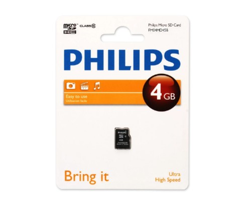[Карта памяти ] Micro SecureDigital 4GB Philips microSDHC Class 10