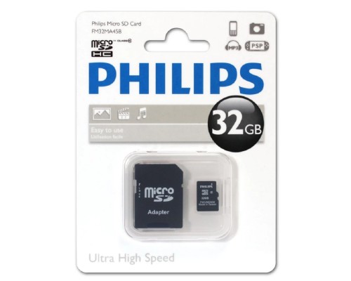 [Карта памяти ] Micro SecureDigital 64GB Philips microSDHC Class 10 (SD адаптер)