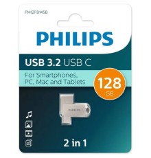 PHILIPS USB Drive 128GB 2-in-1 USB 3.2 USB C, OTG, USB 3.2/Type-C, Металл, 100 MB/s