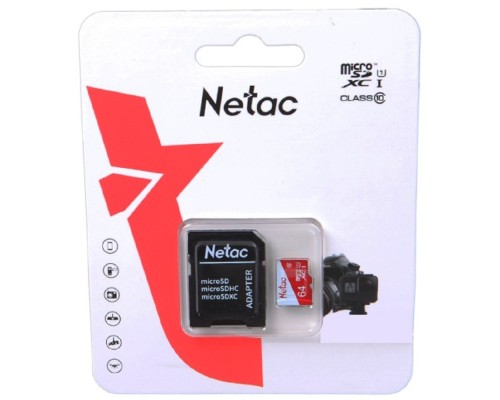 [Карта памяти ] Micro SecureDigital 64GB Netac P500 ECO <NT02P500ECO-064G-R>  (с SD адаптером)