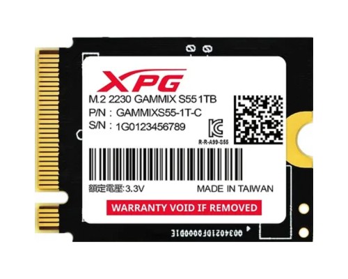 [накопитель] A-DATA SSD 1ТБ GAMMIX S55, M.2(22x30mm), NVMe, PCIe 4.0 x4, 3D NAND, R/W 5000/3700MB/s, IOPs -/-, TBW 250, DWPD 0.1