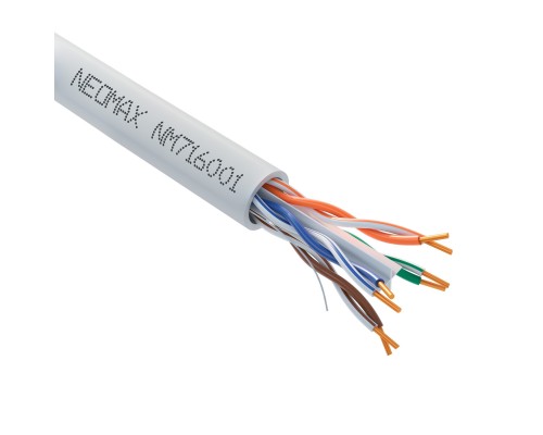 [ Витая пара] Кабель NEOMAX [NM716001-100M-PT] U/UTP cat.6 4x2x0.57, 23 AWG, Медь, внутренний, PVC, 100м, серый;  Fluke Tested